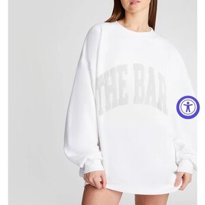 The Bar Varsity Crew Neck - Size XL - White on White